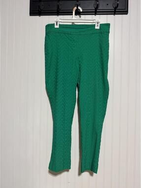 Erica Taylor 1X Kelly Green Textured Jacquard Pull on Legging Pants